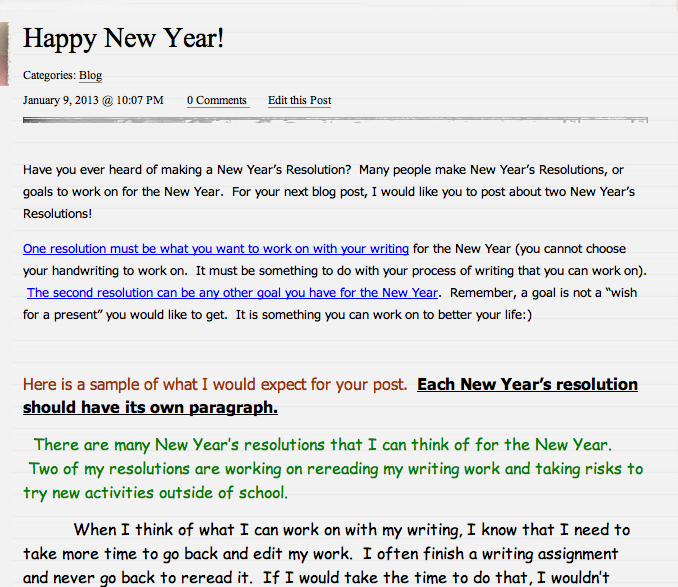 Write a paragraph on my new year resolution